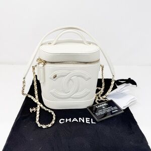 Chanel White CC Mania Vanity Case